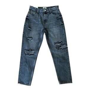 Refuge Denim Mom High Rise Intentionally Distressed Gray Jeans Size 7 NWT